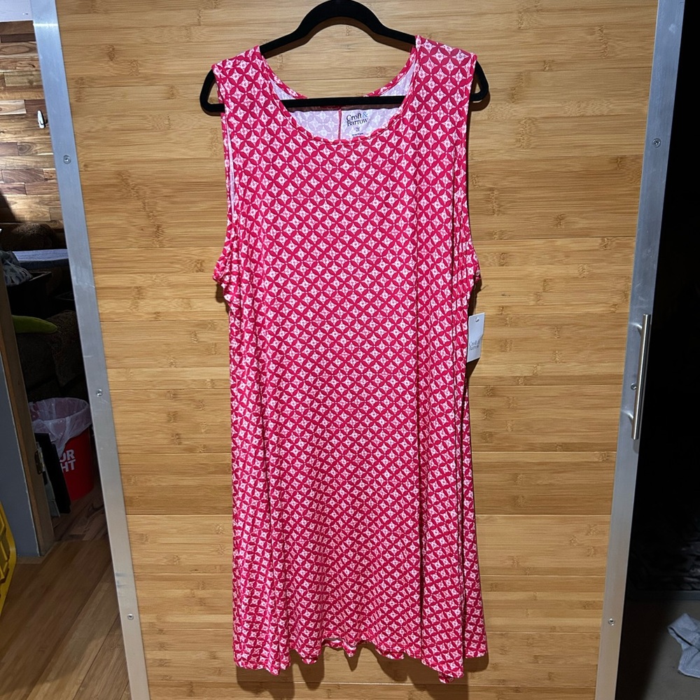 Croft & Barrow Red and White Geometric Dress
